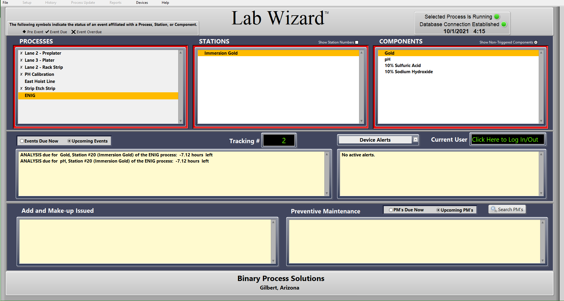 Example of Lab Wizard main screen.