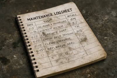 Old paper-based log sheet showing maintenance tracking challenges
