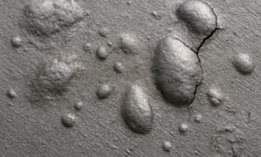 Side-by-side comparison photos of common plating defects including burning, pitting, and peeling