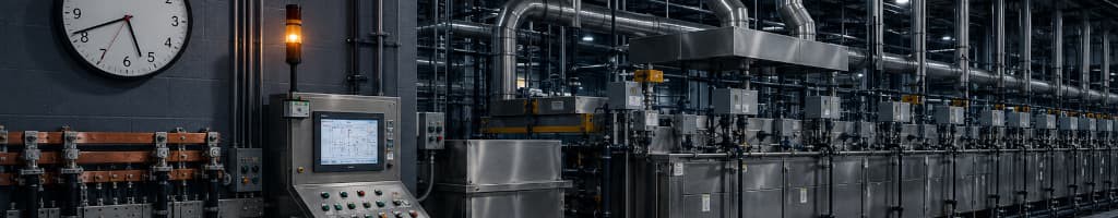 Linha do tempo de detecção, conhecimento, decisão, ação e resposta do processo contra o horizonte de consequência de uma linha de galvanoplastia